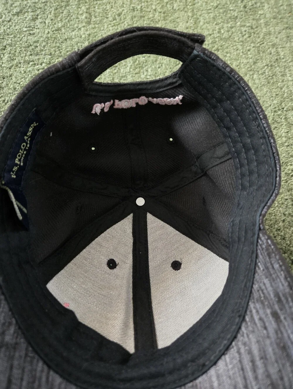US Polo Assn. Adjustable Hat Ball Cap Gray w/Pink Jockey Logo